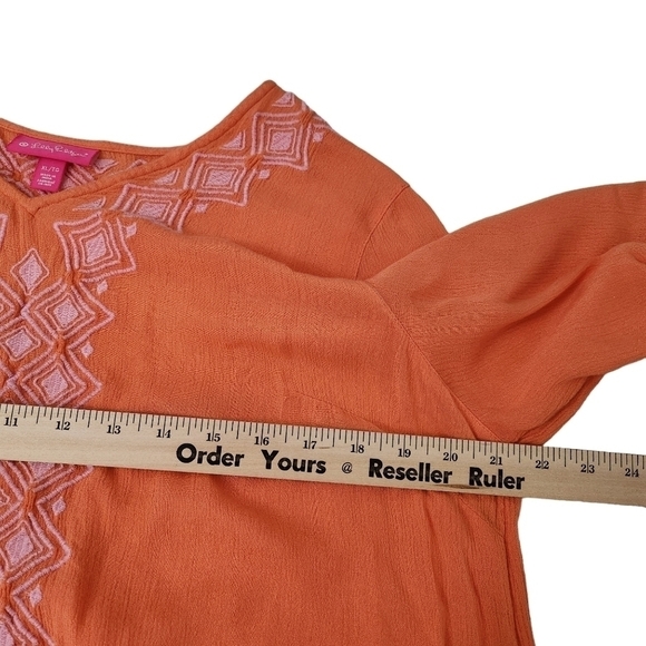 Lilly Pulitzer X Target Tunic Top XL Orange Aztec Embroidered V-Neck Boho Beach - Picture 9 of 10